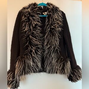 Y2K goth monster fur cardigan large